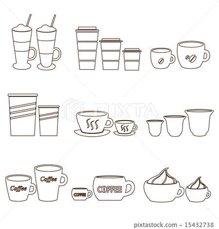 coffee and mugs sizes variations outline icons coffee and mugs sizes variations outline icons 15432738