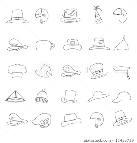 various black hats outline icons vector set eps10 15432739