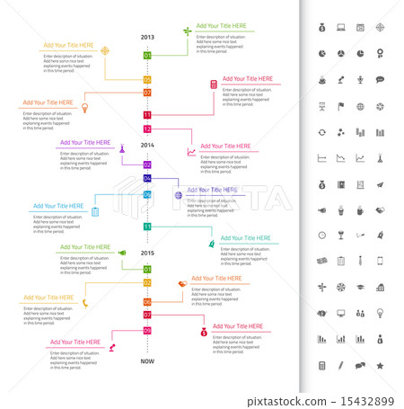 Modern flat timeline with milestones and icons Modern flat timeline with milestones and icons 15432899