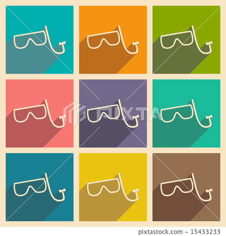 Flat with shadow concept and mobile application scuba mask 15433233