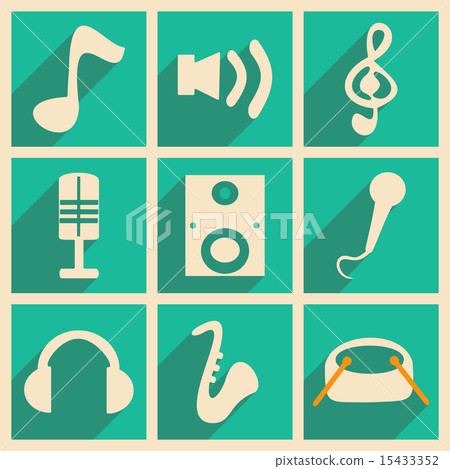 Flat with shadow concept and mobile application music Flat with shadow concept and mobile application music 15433352