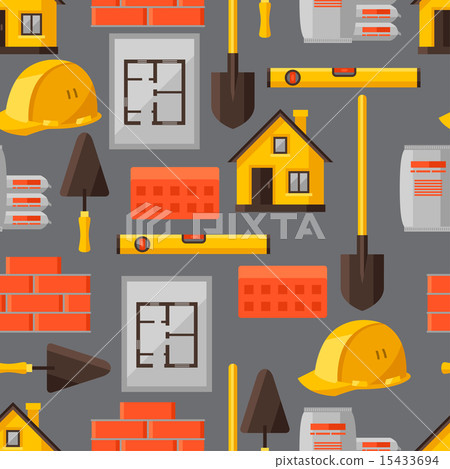 Industrial seamless pattern with housing construction objects 15433694