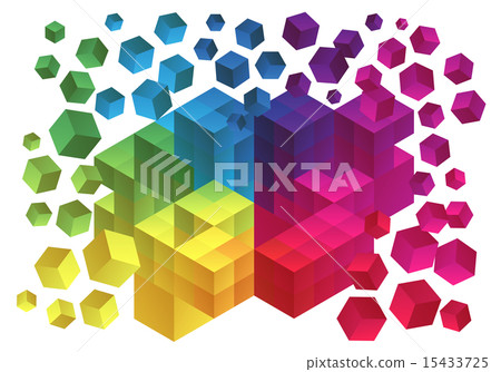 Abstract cubes, geometric vector background 15433725