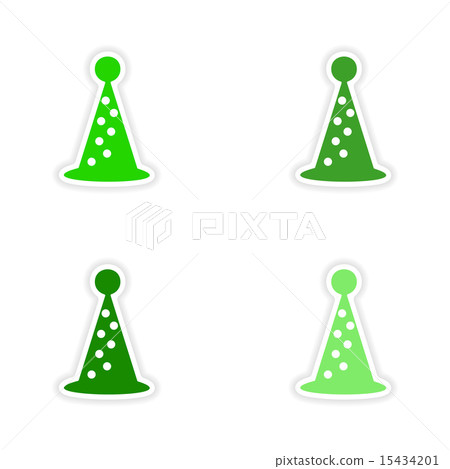assembly realistic sticker design on paper hat holiday assembly realistic sticker design on paper hat holiday 15434201
