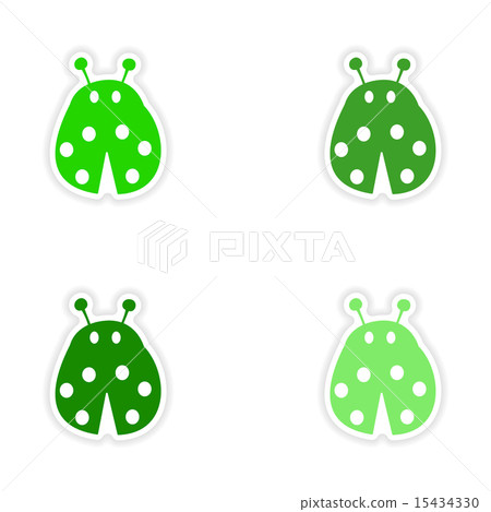 assembly realistic sticker design on paper ladybug 15434330