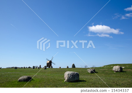 Old windmill and old graveyard 15434337