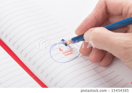 female hand breaks a lead pencil 15434385
