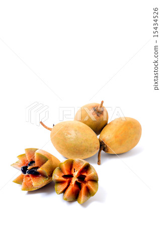 Fresh sapodillas isolated on white background Fresh sapodillas isolated on white background 15434526