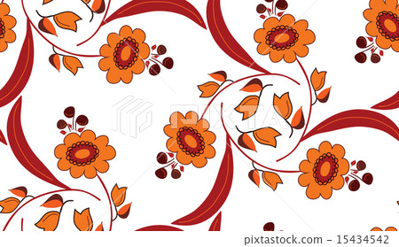 Vector seamless orange red floral on a white background Vector seamless orange red floral on a white background 15434542
