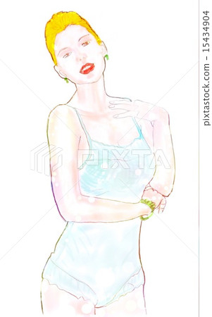 美麗的內衣，輕鬆地凝視著 15434904