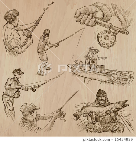 Fishing - An hand drawn vector pack Fishing - An hand drawn vector pack 15434959