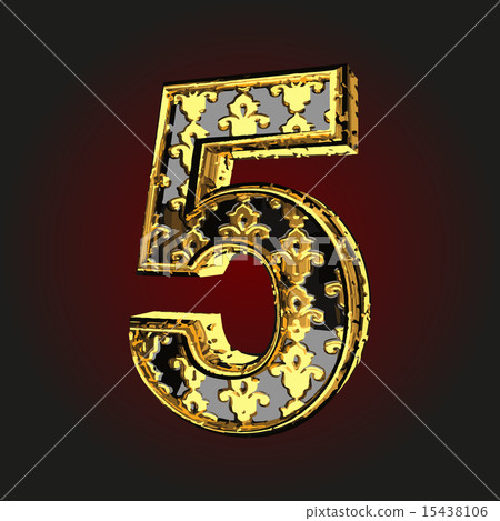 5 vector black letter with gold - Stock Illustration [15438106] - PIXTA