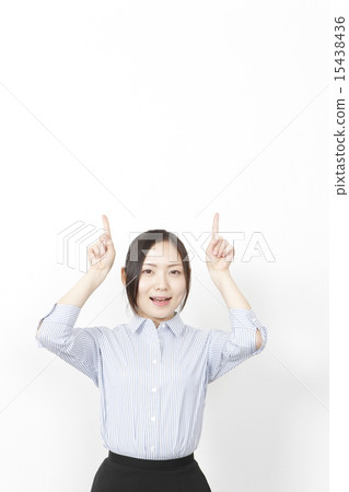 A young woman with a finger A young woman with a finger 15438436