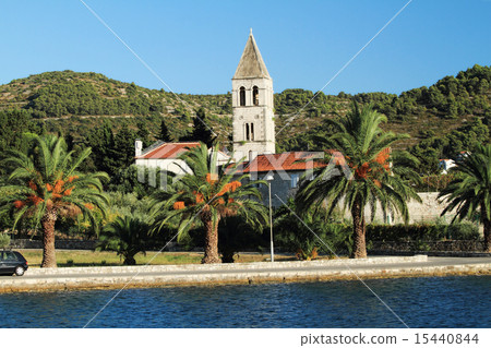 A monastery at the bay of Vis town at the Croatian island Vis A monastery at the bay of Vis town at the Croatian island Vis 15440844