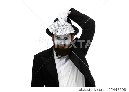 mime as businessman holding money mime as businessman holding money 15442308
