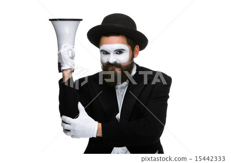 mime as business man with a megaphone mime as business man with a megaphone 15442333
