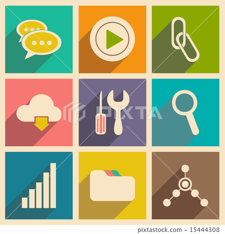 Flat with shadow concept and mobile application internet icons 15444308