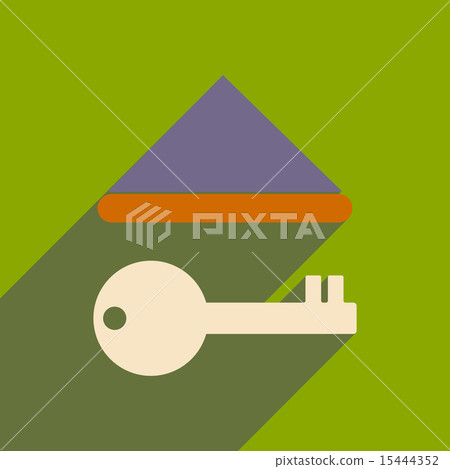 Flat with shadow icon and mobile applacation key roof Flat with shadow icon and mobile applacation key roof 15444352