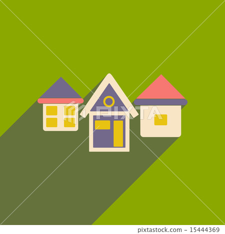 Flat with shadow icon and mobile applacation houses Flat with shadow icon and mobile applacation houses 15444369