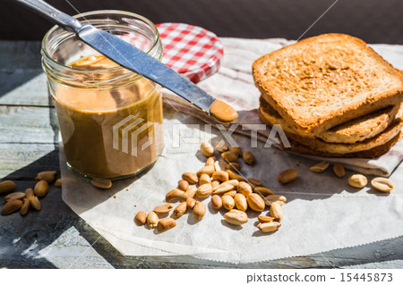 ruddy toast and peanut butter, breakfast ruddy toast and peanut butter, breakfast 15445873