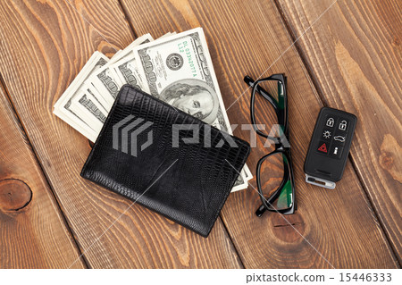 Money cash, glasses and car remote key Money cash, glasses and car remote key 15446333