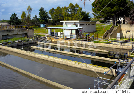 Aerated activated sludge tank at a wastewater  15446432