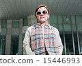 Businesswoman wear sunglasses low angle 15446993