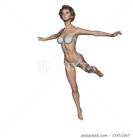 Skin for synthesizing muscle specimens Hair wearing swim wear dressing woman perming 3DCG illustration material 15451867