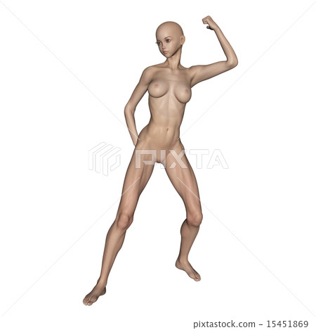 Skin for muscle specimen synthesis Full nude throw posing woman perming 3DCG illustration material 15451869