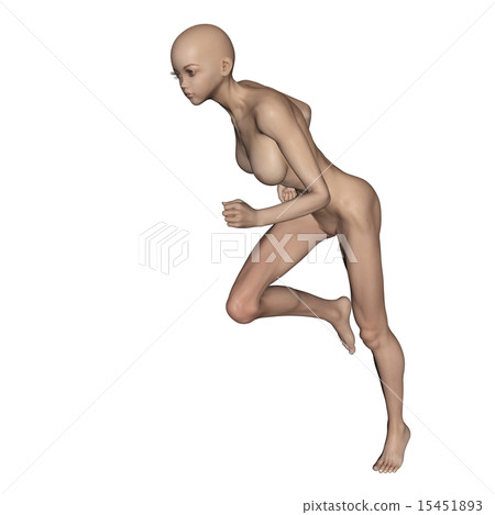 肌肉標本合成的皮膚全裸照構成女性燙髮3DCG插圖素材 15451893