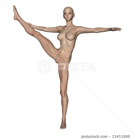 肌肉標本合成的皮膚全裸照構成女性燙髮3DCG插圖素材 15451899