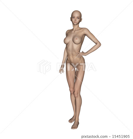 肌肉標本合成的皮膚全裸照構成女性燙髮3DCG插圖素材 15451905