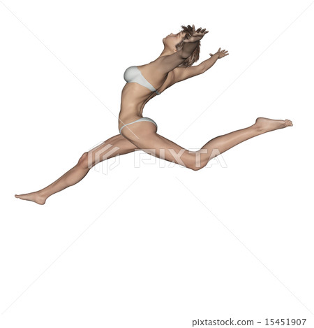 合成肌肉標本的皮膚與游泳衣的頭髮佩帶的姿勢燙髮3DCG例證材料 15451907