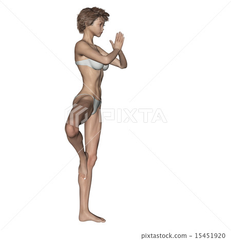 合成肌肉標本的皮膚瑜伽擺在與頭髮swimsessing婦女燙髮3DCG例證材料 合成肌肉標本的皮膚瑜伽擺在與頭髮swimsessing婦女燙髮3DCG例證材料 15451920