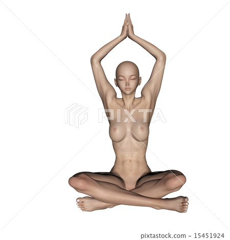 Skin for muscle specimen synthesis Furunudo Yoga posing woman perming 3DCG illustration material 15451924