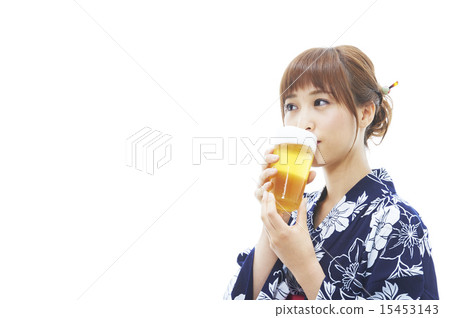 Young lady Yukata appearance white back Young lady Yukata appearance white back 15453143