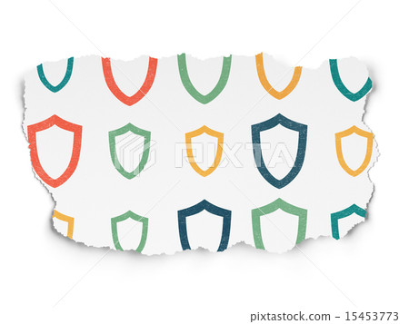 Safety concept: Contoured Shield icons on Torn Paper background Safety concept: Contoured Shield icons on Torn Paper background 15453773