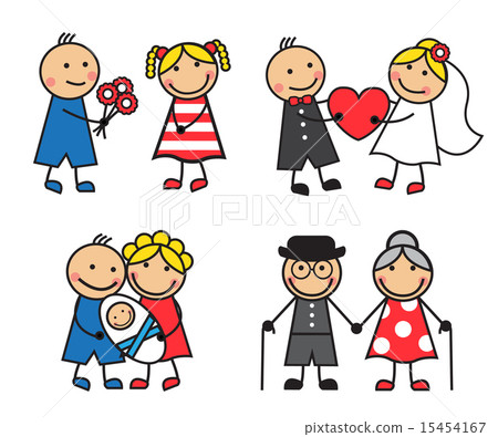 Cartoon friendly and happy family on a date for th 15454167