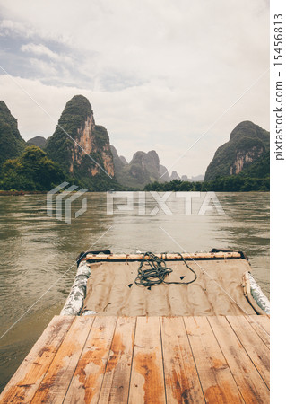 Bamboo rafting li river china Bamboo rafting li river china 15456813