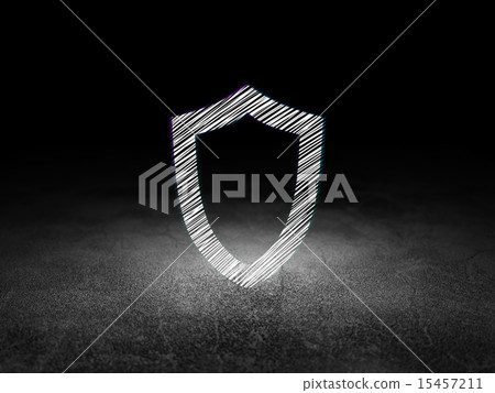 Privacy concept: Contoured Shield in grunge dark room 15457211