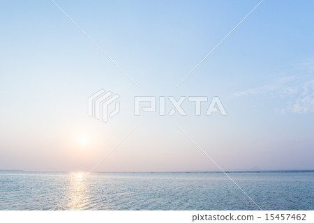 Ocean, sunset and light sky in Okinawa 15457462