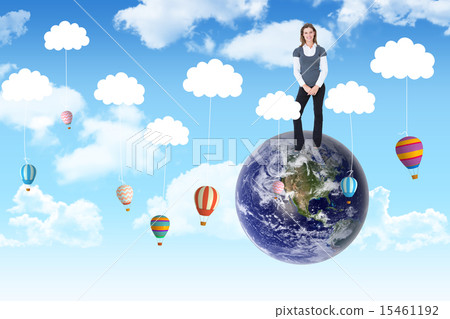 Composite image of happy woman smiling at camera 15461192