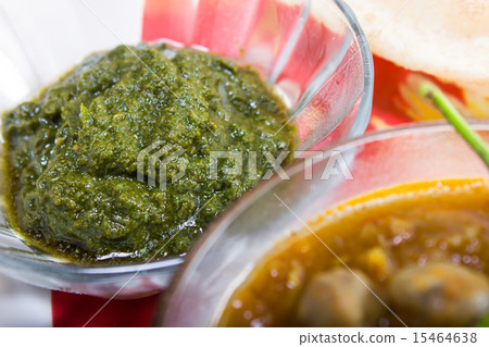 spicy green chutney, indian dish concept 15464638