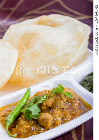 spicy chole bhature, india dish concept 15464642