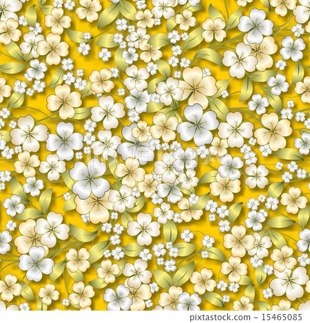 abstract white floral ornament on yellow 15465085