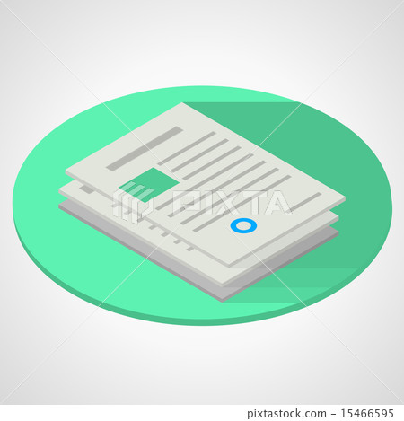 Isometric flat illustration of documents paper 15466595