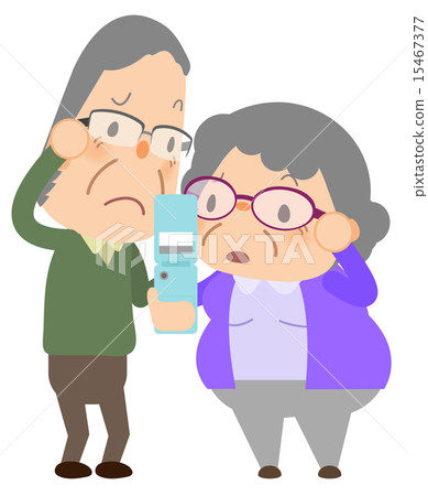 An old couple looking into a cell phone 15467377