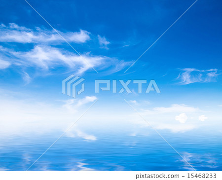 white fluffy clouds with rainbow in the blue sky 15468233