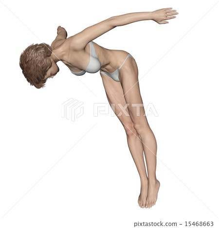 Muscle specimen Dive female Synthetic skin Swimwear & hair perming 3DCG illustration material 15468663