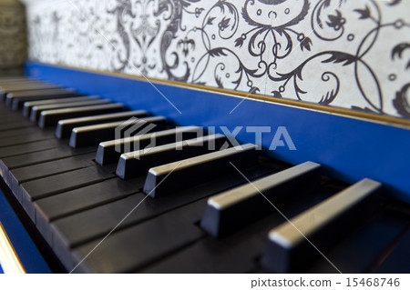 Old harpsichord keyboard, close-up view 15468746